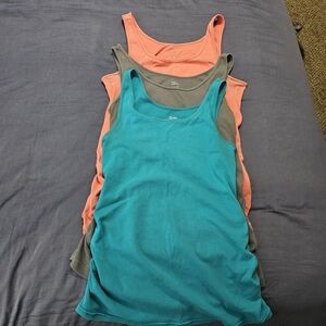Old Navy Maternity Coral, Grey and Teal Tank Tops